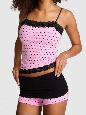 VS PINK x FRANKIES BIKINIS BROOKLYN COTTON SHORTS IN PINK SWEET DOT SIZE SMALL